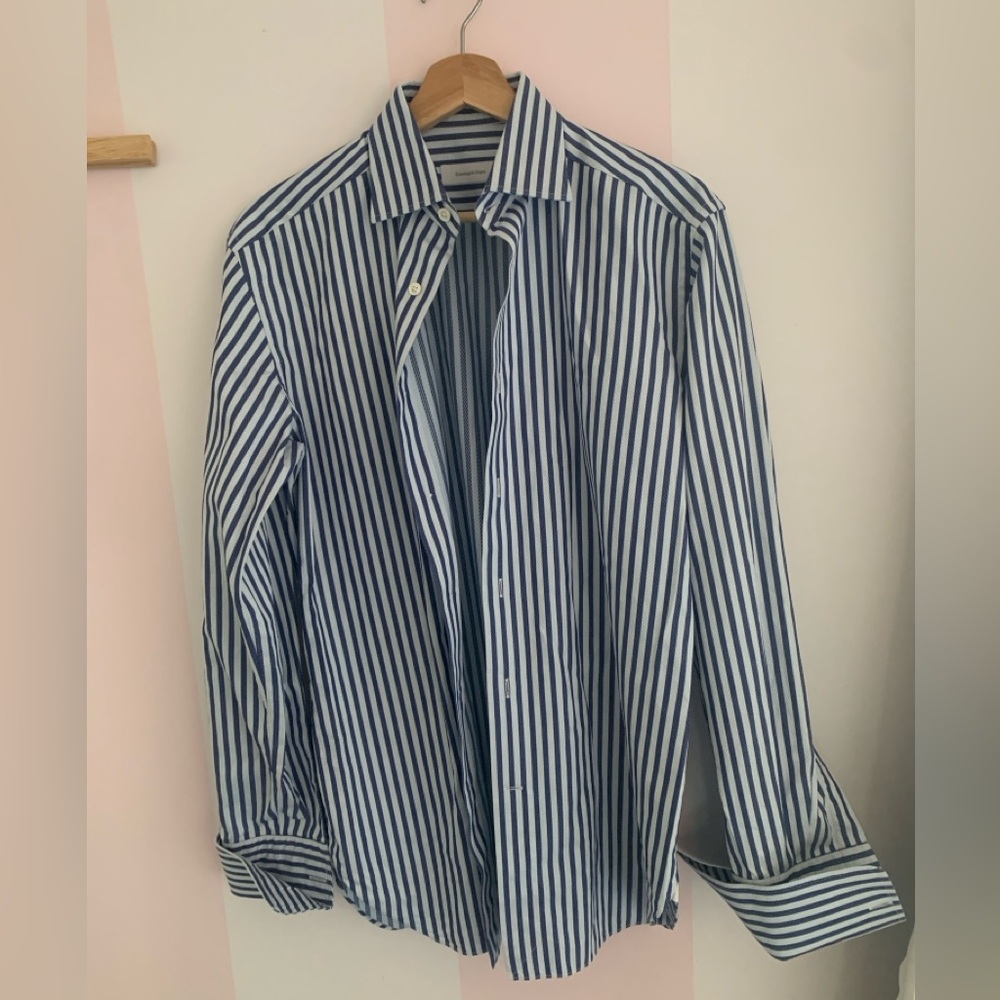 Blue Striped Zegna Men's Shirt 15